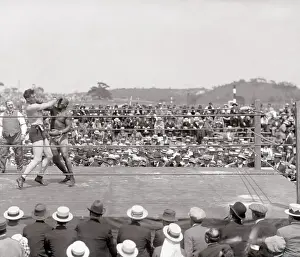 Jack Johnson and Jess Willard Fighting in a Bout