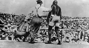 Jack Johnson Knocking Out His Opponent