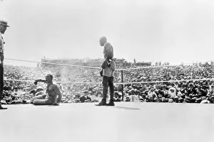 Jack Johnson In Ring With Fallen James Jeffries
