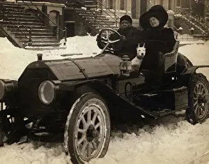 Jack Johnson and Wife Posing in Car