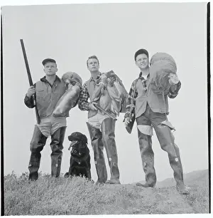 Jack Lemmon and Colleagues Dressed as a Duck Hunting Team