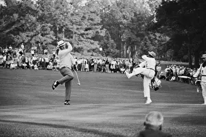 Golf Caddy Prints: Jack Nicklaus Scoring Birdie in Masters Tournament