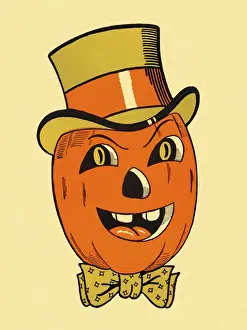 Illust Prints: Jack-O-Lantern Wearing Hat