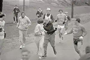 Jack Semple Pulling at Kathy Switzer During Race