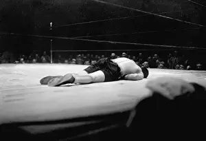 Jack Sharkey Lying On Boxing Ring Canvas