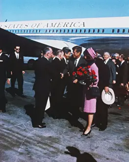 Jackie and John F Kennedy Arriving at Airport