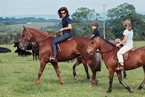 Equestrians Prints: Jackie Kennedy with Her Children Riding Horses