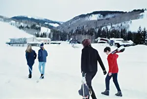 Jackie Kennedy with Her Children Walking in Vail
