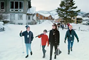 Vail Prints: Jackie Kennedy with Her Children Walking in Vail