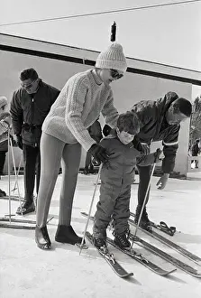 Stowe Prints: Jackie Kennedy Helping Son John Jr Ski