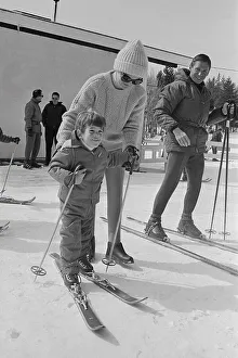Jackie Kennedy Helps John Jr. Ski at Mt. Mansfield Print. Art