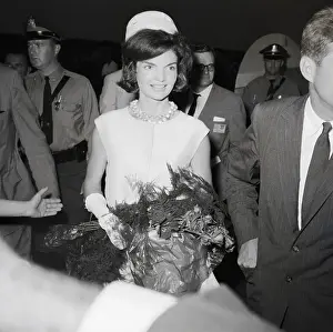 Jackie Kennedy Holding Bouquet of Roses