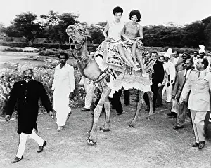 Jackie Kennedy and Lee Radziwill Riding Camel