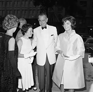 Jackie Kennedy and Lyndon Johnson at Press Club Party