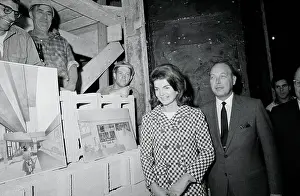 Robert W Prints: Jackie Kennedy and Robert Sarnoff Viewing Museum Plans