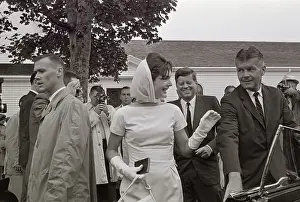 Jackie Kennedy Waving to Woman in Crowd