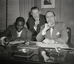 Jackie Robinson with Chuck Dressen and EJ Bavasi