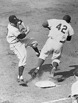 Colliding Prints: Jackie Robinson Colliding with Davey Williams