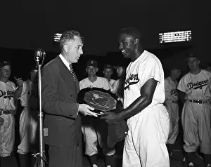 Plaque Prints: Jackie Robinson Getting MVP Award