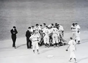 Jackie Robinson On Ground Crowd Around