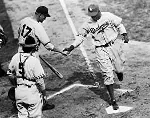 Jackie Robinson at Home Plate, 1947