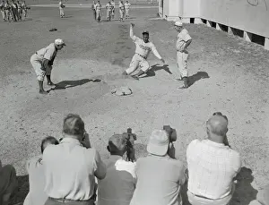 Jackie Robinson Practicing Slide into Base