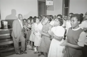 Augustine Prints: Jackie Robinson Singing with Choir