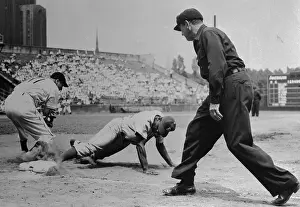 Jackie Robinson Sliding into Base