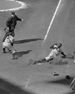 Jackie Robinson Sliding into Home Plate