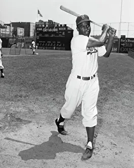 Bending Prints: Jackie Robinson Swinging Bat