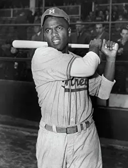 Desegregation Prints: Jackie Robinson Swinging Bat