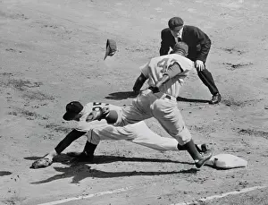 Jackie Robinson Tagging First Base
