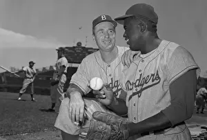 Jackie Robinson Talking with Walter Alston