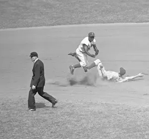 Referee Uniform Prints: Jackie Robinson Trying for Double Play