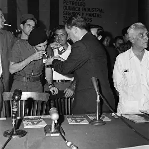 Guatemala Prints: Jacob Arbenz Before Giving Speech
