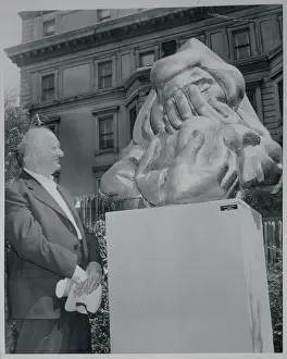Jacob Epstein Examining Outdoor Sculpture