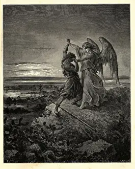Jacob Wrestling with the Angel Illustration