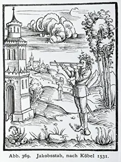 Surveying Prints: Jacob'S Surveying Staff -- Woodcut