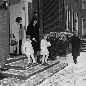 Jacqueline Bouvier Kennedy and Children Leaving for Holiday Trip