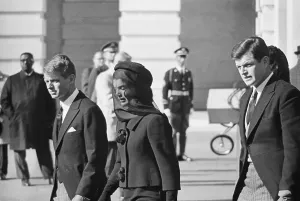 Sister In Law Prints: Jacqueline Kennedy with Brothers-In-Law During Funeral
