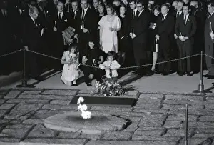 Jacqueline Kennedy and Children at Gravesite of the Late President Kennedy