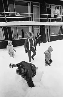 Jacqueline Kennedy and Children Walking in Snow