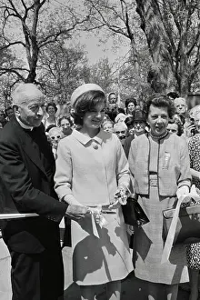 Jacqueline Kennedy Cutting a Ribbon
