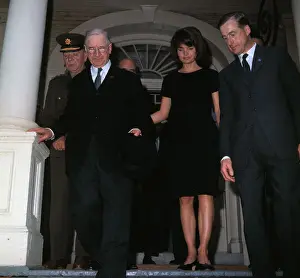 Jacqueline Kennedy and Eamon de Valera Outside at White House