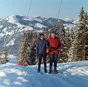 Gstaad Prints: Jacqueline Kennedy with Gentleman at Ski Resort