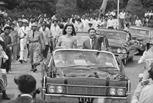 Jacqueline Kennedy and Norodom Sihanouk in Motorcade in Cambodia