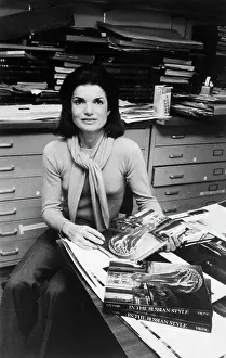 Jacqueline Kennedy Onassis Sitting at Her Editing Desk