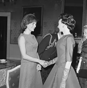 Jacqueline Kennedy Shaking Hands With Mrs. William Randolph Hearst, Jr