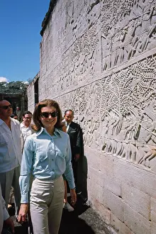 Jacqueline Kennedy Standing Next to an Ancient Wall