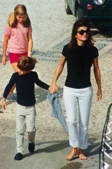 Jacqueline Kennedy Walking with Her Children